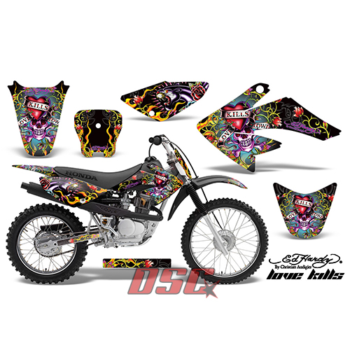 Honda CRF 80 2011-2012 Love Kills Black Dirt Bike Vinyl Sticker Graphic Wrap Kit