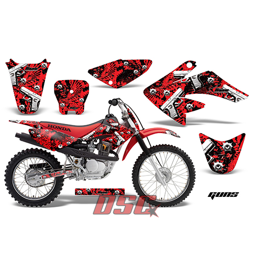 Honda CRF 80 2004-2010 Guns Red Dirt Bike Vinyl Sticker Graphic Wrap Kit