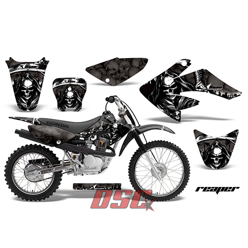 Vinyl Graphic Wrap Reaper Silver Motocross Kit 2011-2012 Honda CRF 80