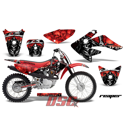 Reaper Motocross Red Decal Graphic Wrap Kit 2004-2010 Honda CRF 80