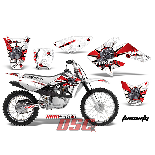 Toxcity Red and White Moto Vinyl Decal Graphic Wrap Kit 2011-2012 Honda CRF 80