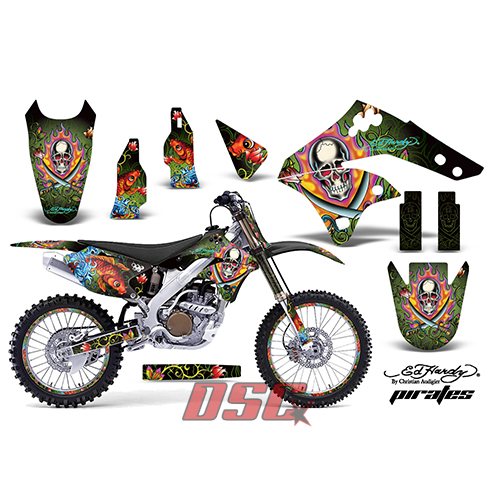 Pirates Green Moto 2006-2008 Kawasaki KXF450 Vinyl Graphic Wrap Kit