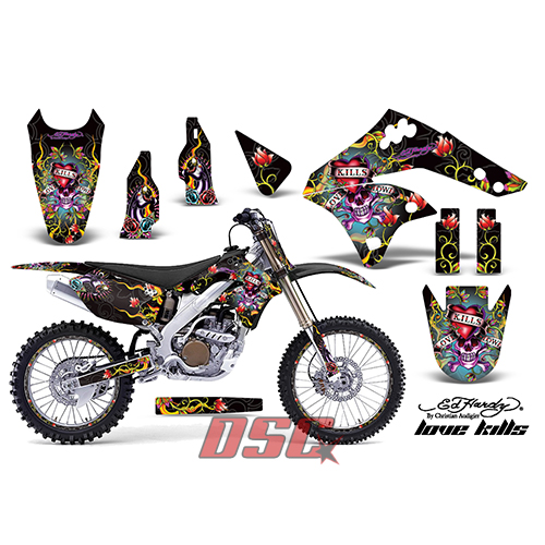 Moto 2006-2008 Kawasaki KXF450 Love Kills Black Decal Graphic Wrap Kit