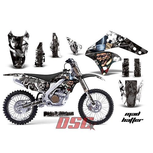 Mad Hatter 2009-2011 Kawasaki KXF450 Off Road Black and White Decal Graphic Wrap Kit