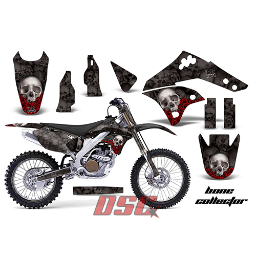 Black Bone Collector Dirt Bike Vinyl Sticker Graphic Wrap Kit 2006-2008 Kawasaki KXF450