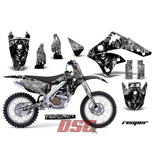 Reaper Motocross Silver Decal Graphic Wrap Kit 2006-2008 Kawasaki KXF450