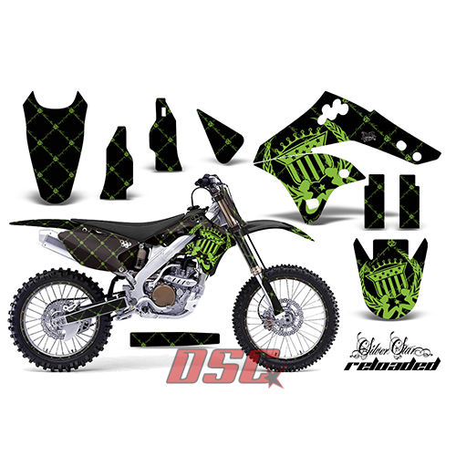 Vinyl Graphic Wrap Reloaded Green and Black Motocross Kit 2012-2013 Kawasaki KXF450