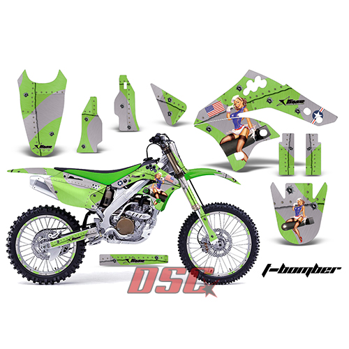 2006-2008 Kawasaki KXF450 T Bomber Green Moto Vinyl Graphic Wrap Kit