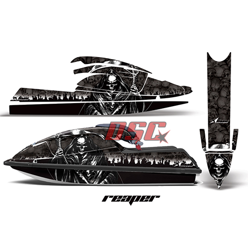 Stand Up Jet Ski Kawasaki 750 SX Reaper Black Graphic Wrap Kit