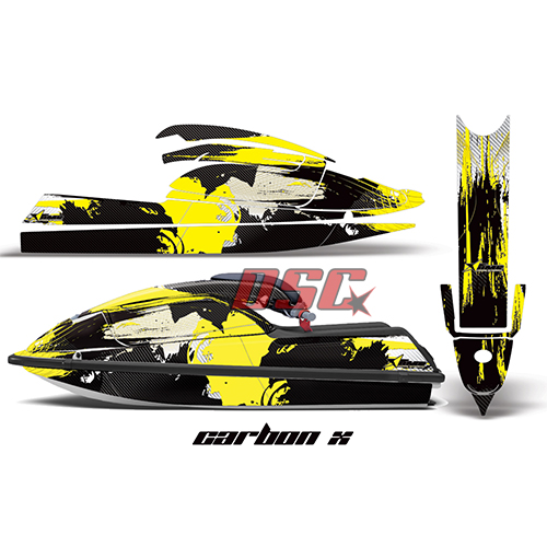 Kawasaki 750 SXR Stand Up Jet Ski Carbon X Yellow and Black Vinyl Decal Kit