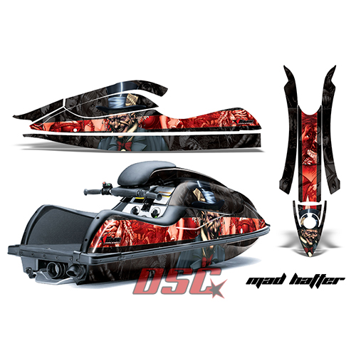 Kawasaki 800 SXR Stand Up Jet Ski Mad hatter Red and Black Vinyl Decal Kit