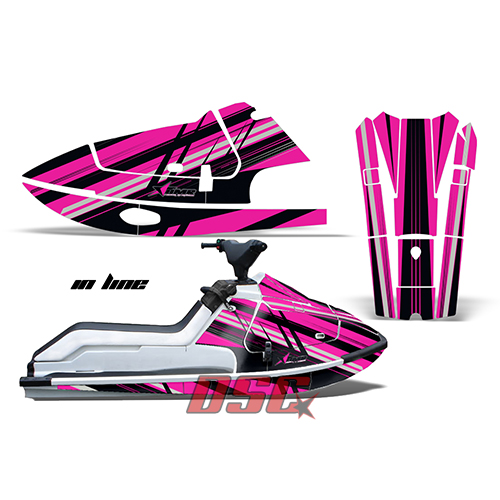 Kawasaki X2 650 Pink In Line Jet Ski Graphic Wrap Kit 1986-1995