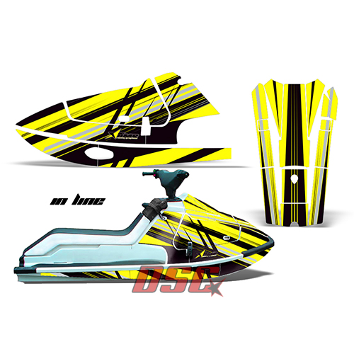 1986-1995 Kawasaki X2 650 Yellow In Line Jet Ski Vinyl Graphic Wrap Kit