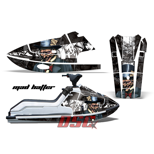 X2 650 Kawasaki Mad Hatter Black Jet Ski Graphic Wrap Kit 1986-1995