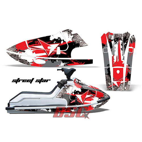 Kawasaki X2 650 1986-1995 Street Star Red Jet Ski Vinyl Decal Wrap Kit