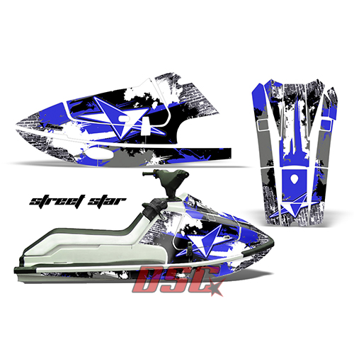 1986-1995 Kawasaki X2 650 Street Star Blue Jet Ski Vinyl Graphic Wrap Kit