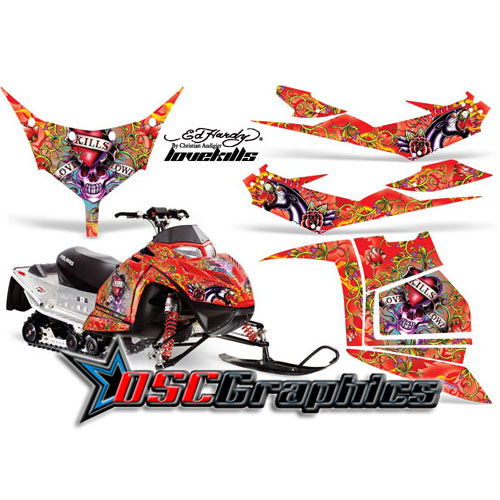 Snow Mobile LoveKills Vinyl Graphics Fit Polaris IQ Race 600