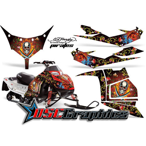 Snow Mobile Pirates Graphic Stickers Fit Polaris IQ Race 600