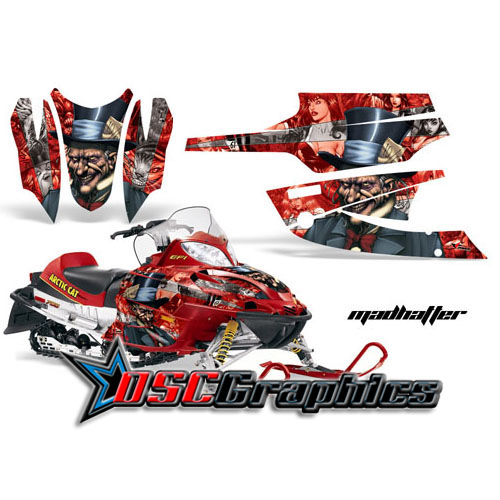 Arctic Cat Snow Mobile Mad Hatter Vinyl Wraps Fit Sabercat F5