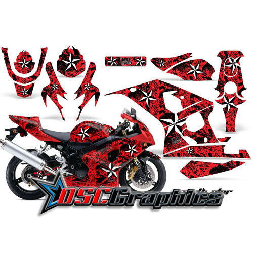 2004-2005 Suzuki GSXR 750 Sport Bike Red Northstar Graphic Sitcker Kit