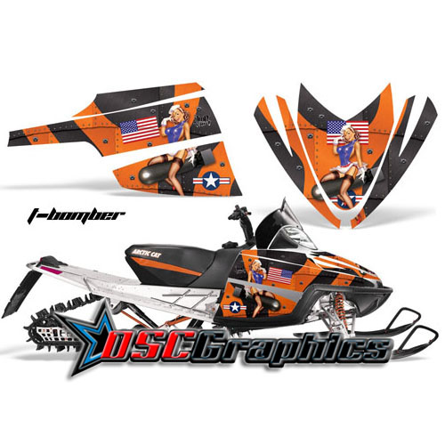 Snow Mobile Orange T-Bomber Graphic Stickers Fit Arctic Cat M Series