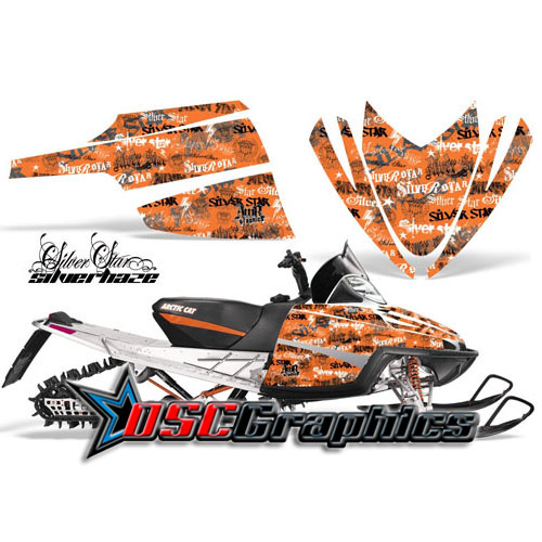 Snow Mobile Orange Silver Haze Graphic Stickers Fit Arctic Cat M Series