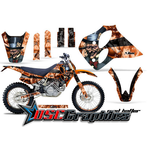 KTM C0 XC Four Stroke 1993-1997 Motocross Orange Mad Hatter Graphic Kit