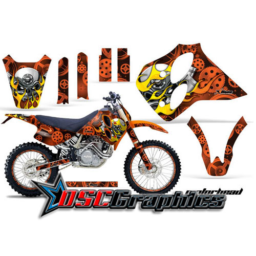 1993-1997 KTM C0 XC Four Stroke Motocross Orange Motorhead Graphic Kit