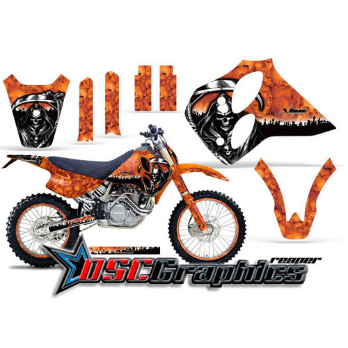 KTM C0 XC Four Stroke Motocross Orange Reaper Graphic Kit Fits 1993-1997