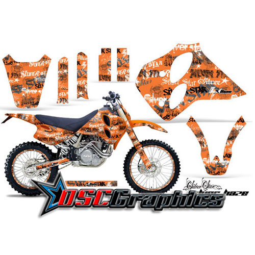 1993-1997 KTM C0 XC Four Stroke Motocross Orange Silver Haze Graphic Kit