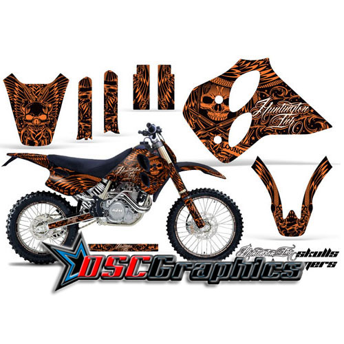 KTM C0 XC Four Stroke Motocross Orange Skulls And Hammers Graphic Kit Fits 1993-1997