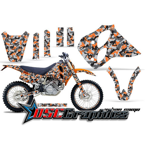 KTM C0 XC Four Stroke 1993-1997 Motocross Orange Urban Camo Graphic Kit