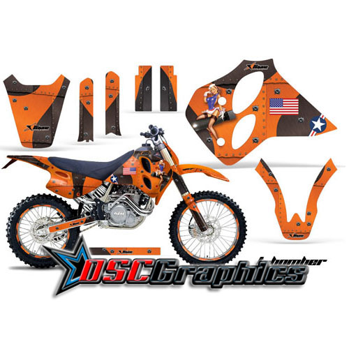 1993-1997 KTM C0 XC Four Stroke Motocross Orange T-bomber Graphic Kit