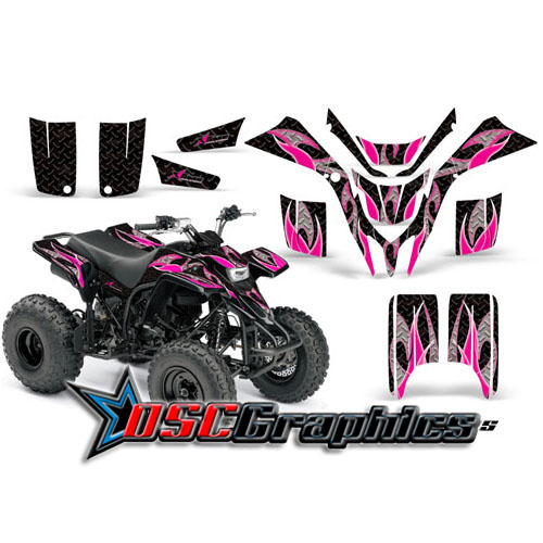 Yamaha Banshee Blaster YFS200 All Years Quad Pink Tribal Flames Graphic Kit