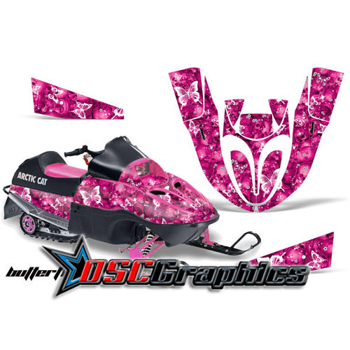 Arctic Cat Snow Mobile Pink Butterflies Vinyl Graphics Fit 120 SnoPro