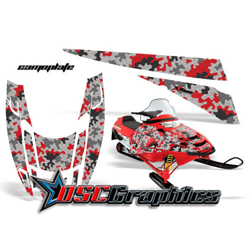 Snow Mobile Red Camo Plate Vinyl Stickers Fit Polaris Edge