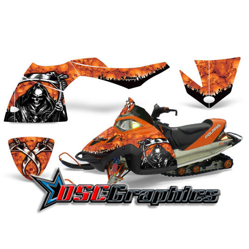 Snow Mobile Orange Reaper Vinyl Graphics Fit Polaris Fusion 2005-2007