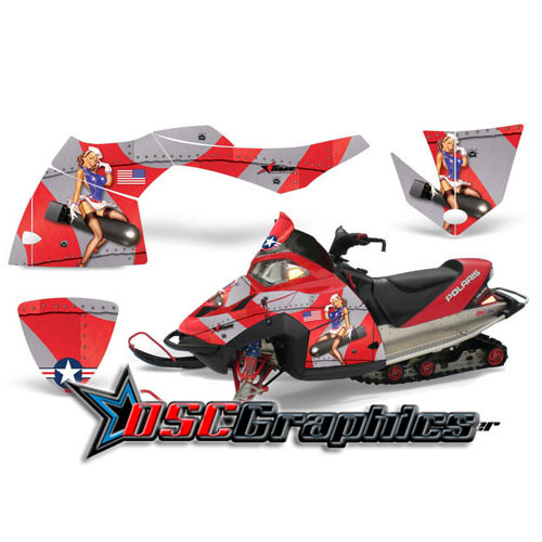 Snow Mobile Red T-Bomber Vinyl Graphics Fit Polaris Fusion 2005-2007