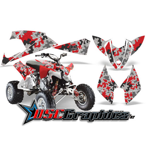 Four Wheeler Red Camo Plate Vinyl Stickers Fit Polaris Outlaw 525 2009-2011