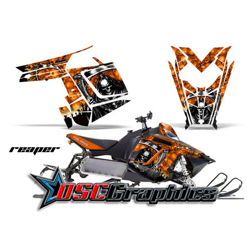 Polaris Pro-R 2010-2012 Snow Mobile Orange Reaper Graphic Stickers