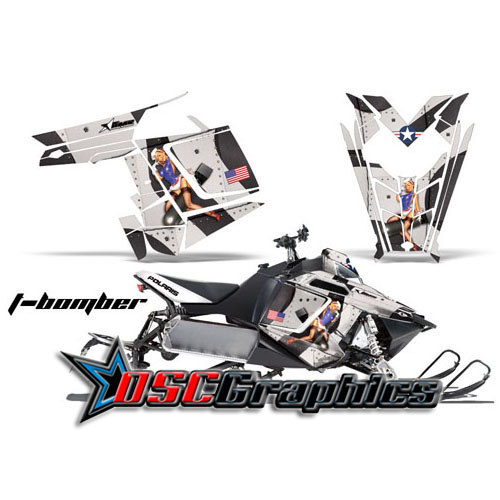 2010-2012 Polaris Switchback Snow Mobile Grey T-Bomber Graphic Stickers