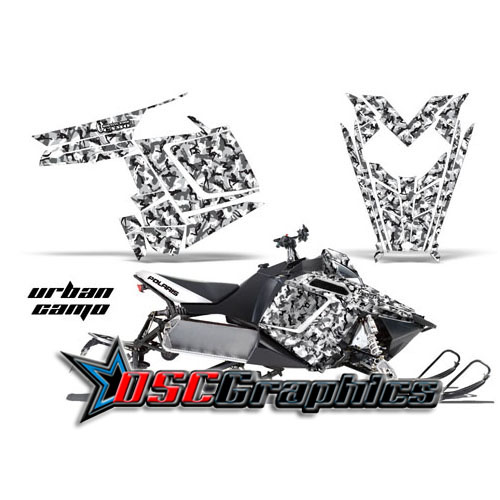 Polaris Snow Mobile White Urban Camo Graphic Stickers Fit Rush 2010-2012