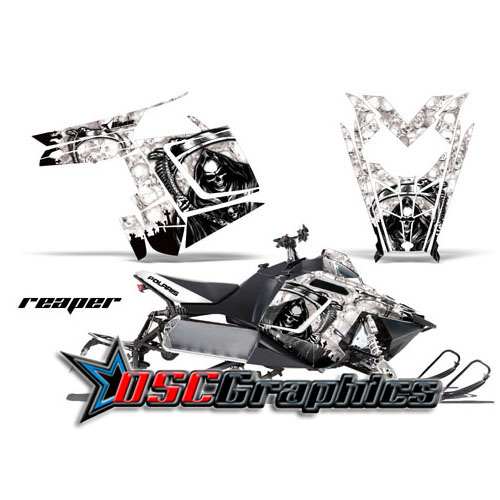 Polaris Snow Mobile White Reaper Graphic Stickers Fit RMK 2010-2012