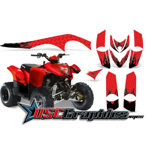 Polaris Phoenix 200 ATV Red Diamond Flames Vinyl Graphics