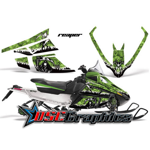 Snow Mobile Green Reaper Vinyl Stickers Fit Artic Cat