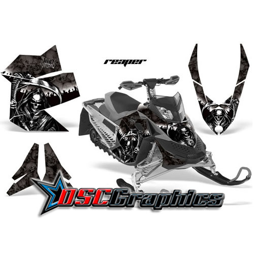 Snow Mobile Black Reaper Vinyl Wraps Fit Ski Doo Rev XP