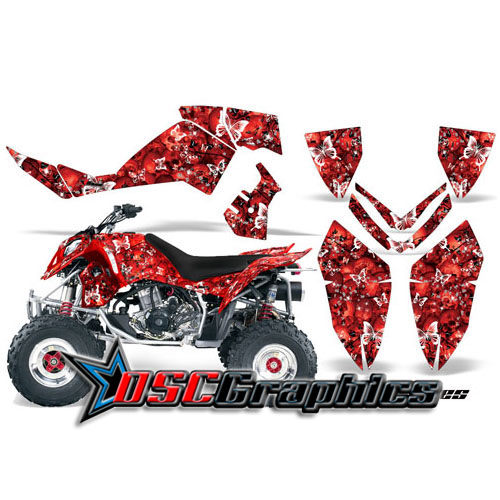 Polaris Quad Red Butterflies Vinyl Graphics Fit Outlaw 525 2006-2008