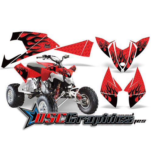 Polaris Four Wheeler Red Diamond Flames Vinyl Stickers Fit Outlaw 525 2009-2011