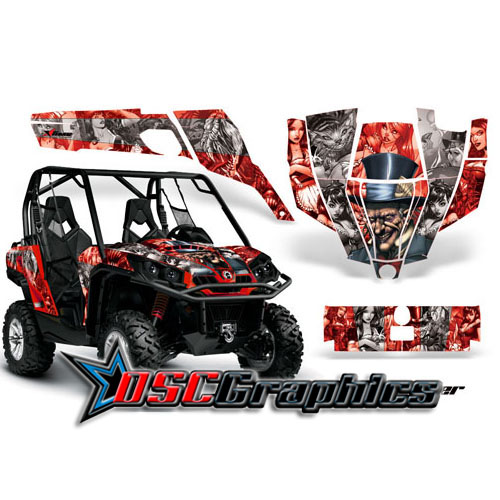 2011 CanAm BPR Commander 1000 Side X Side Red MadHatter Vinyl Graphics Kit