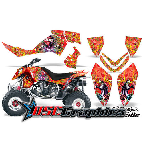 2006-2008 Polaris Outlaw 525 Quad Red Love Kills Vinyl Graphics